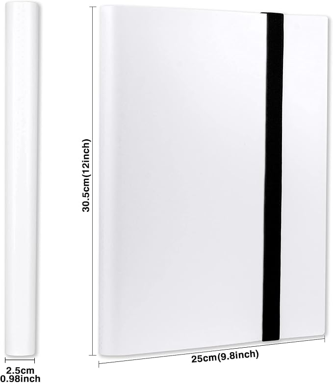 GEAoffice Card Binder, 9 Pockets Trading Card Album Folder, 360 Side Loading Pocket Binder for Sports&Game Cards, MTG and Other TCG, White
