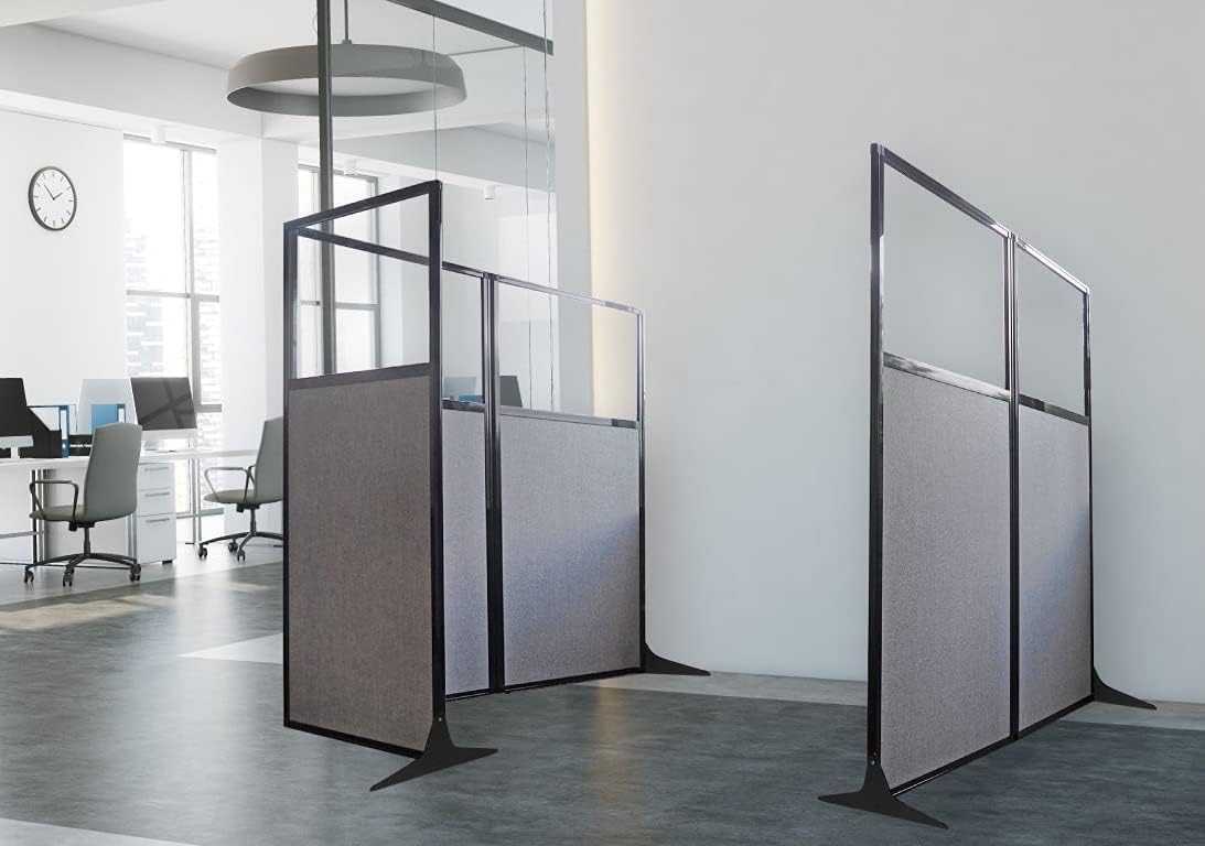 Versare Workstation Partition | Portable Wall Divider | Modern Office Cubicle | Free Standing Privacy Screen | Flexible Work Space | 66" x 70" W/Window, Ocean Fabric Panels