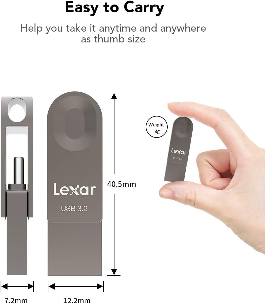 Lexar E32C 128GB Type-C USB Flash Drive, USB-A&USB-C 3.2 Gen 1 Dual Drive OTG 100MB/s Read, Thumb Drive Swivel Design Jump Drive for USB 3.0/2.0, Memory Stick for Android Smartphone, Laptop, PC