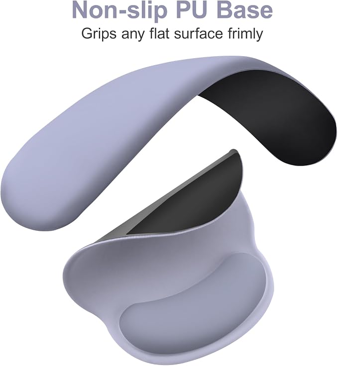 MOSISO Wrist Rest for Mouse Pad Set, Large Gaming Deskpad, Lavender Gray | Circle Curved Mousepad&Keyboard Wrist Rest&Coaster, Ergonomic Non-Slip Mousepad&Easy Typing Pad with Silicone Lining
