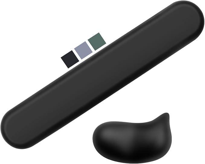 Ergonomic Wrist Rest for Computer Keyboard and Mouse Set with Wrist Support | Leather Memory Foam Mouse pad Rests for Pain Relief, Non-Slip, Desk Wrist Pad for Office Home (Black)