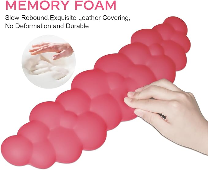 JIKIOU Upgrade Leather Cloud Wrist Rest for Keyboard and Mouse & Cup Pad | Wish Gift-Cute Cloud Shape, Comfortable and don’t Irritate to Skin, Non-Slip PU Base,Soft Memory Foam filled for Pain Relief