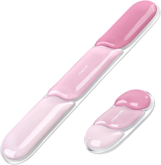 MOSISO Gel Keyboard Wrist Rest&Wrist Support for Mouse, Streamlined | Ergonomic Soft Cooling Gel Mousepad Pain Relief Easy Typing Pad Non-Slip Computer Laptop Home/Office, Cherry Pink
