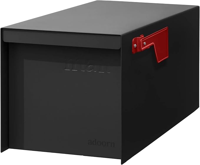 Adoorn Post Mount Outdoor Mailboxes - Large Decorative Mailbox for Letters and Packages - Weatherproof Construction - Durable Steel - Magnetic Closure - 9.5” H x 9.5” W x 20.75” D - Black