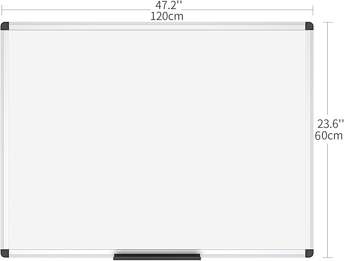 VIZ-PRO Magnetic Dry Erase Board, 48 X 24 Inches, Silver Aluminium Frame