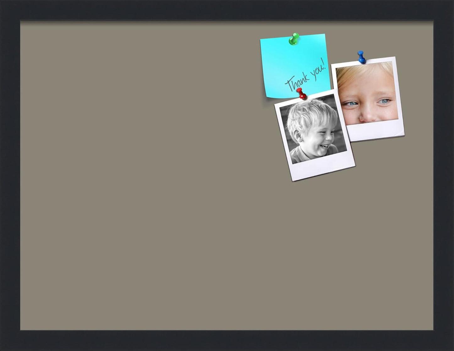 PinPix 20x15 Inch Cork Bulletin Board. This Decorative Framed Pin Board Comes with Pewter Design and a Satin Black Frame. Ideal for Home Office Decor or Message Board (PinPix-1812)