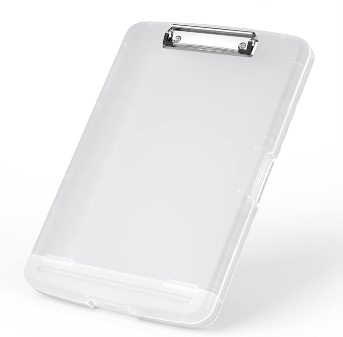 Rimilak Clipboard Storage, 8.5 x 11 High Capacity Clip Board, Translucen | Smooth Writing, Side-Opening Plastic Folder with Pen Holder, Size 14.2 x 9.6 x 1.2″ ,for Classroom, Teacher, Student