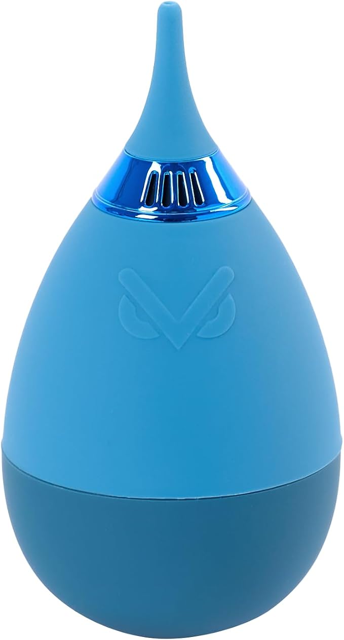 VSGO Camera Air Blower for Lens and Sensor Cleaning, Blue | One-Way Air Valve; Tumbler Base Keeps Nozzle Raised; Soft Silicone Body; Easy-Squeeze Design; Pocket-Friendly