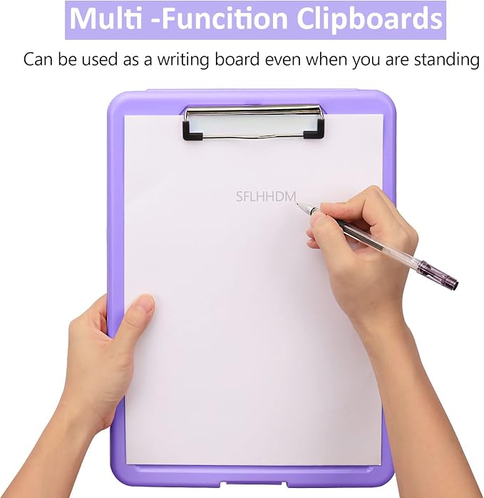 Clipboard with Storage,Storage Clipboard with Clip,Clipboards Foldable for Nurse,for 8.5x11 Paper Clip Boards,A4 Clipboards Case with Smooth Writing for Office Supplies Clip Board Case-Pale Purple