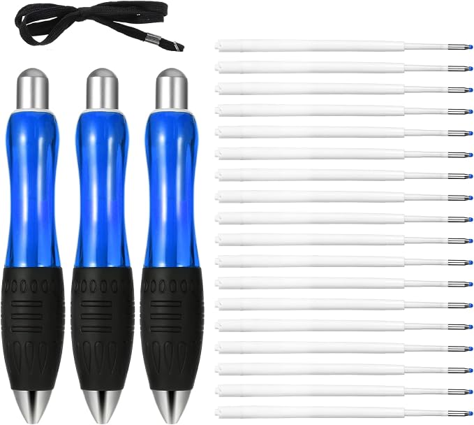 Sibba Heavy Weighted Ballpoint Pens 3 Pack Big Fat Pens with Refills - Wide Grip Assistive Writing Pens for Tremors, Carpal Tunnel, Weak Hands - Office & Home Use (Blue)