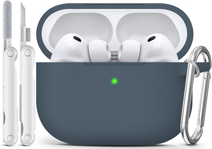 for AirPods Pro 3 Case 2025,Come with Cleaner Kit,Grey | Silicone Protective Cover for Airpod Pro 3rd Generation Case with Keychain,for Women Men,One-Piece Design,Shockproof