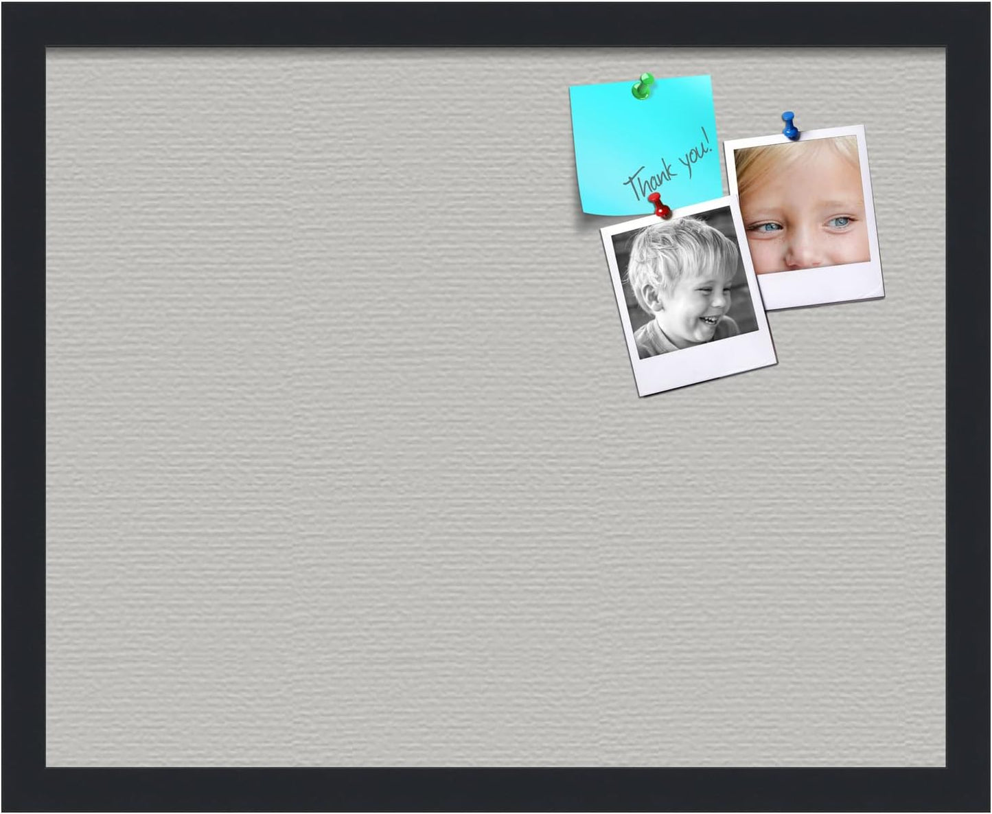 PinPix 20x16 Inch Cork Bulletin Board. This Decorative Framed Pin Board Comes with Light Stone Design and a Satin Black Frame. Ideal for Home Office Decor or Message Board (PinPix-1809)