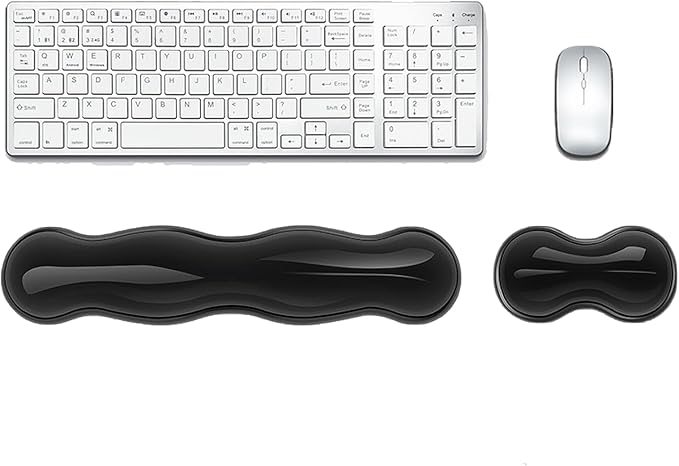 Update Gel Wrist Rest Pad for Keyboard & Mouse Set, Silicone Viscoelastic Wrist Support No Slip Pad for Pain Relief, Effortless Typing, Gaming, Computer, Laptop, Office