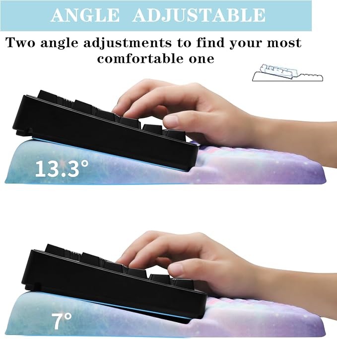 Ergonomic Keyboard Stand with Wrist Rest, Computer Wrist Support Pad | Comfy Tilted Keyboard Riser Holder Wrist Pad for Pain Relief, Soft Memory Foam Desk Cushion for Office Home