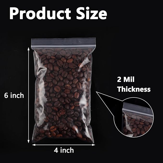 500 PCS 4" x 6" Small Plastic Bags for Jewelry Mini Clear Plastic Poly Bag 2 Mil with Resealable Lock Seal Zipper for Storage Gifts Candy Screws