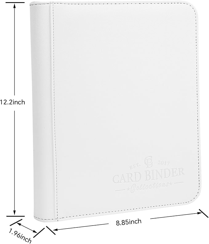 Toploader Binder, 4 Pocket Trading Card Binder Holds 128 Top Loaders, Premium Zipper Card Storage Case with Double-Sided Pockets for 3x4'' Toploaders, TCG, MTG, Sports Cards.(white)