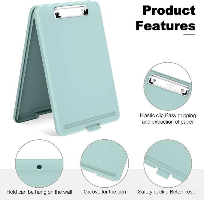 Hongri Clipboard with Storage, 8.5 x 11 Clip Board Foldable, Green | Bottom Opening, Size 13.4 x 9.4 X 0.9 in for Nurses, Teacher, Students, Classroom, School & Office Supplies