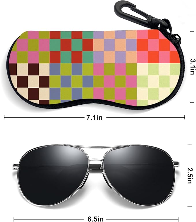 Sunglasses Soft Case, Ultra Light Portable Neoprene Zipper Glasses Case for Men Women