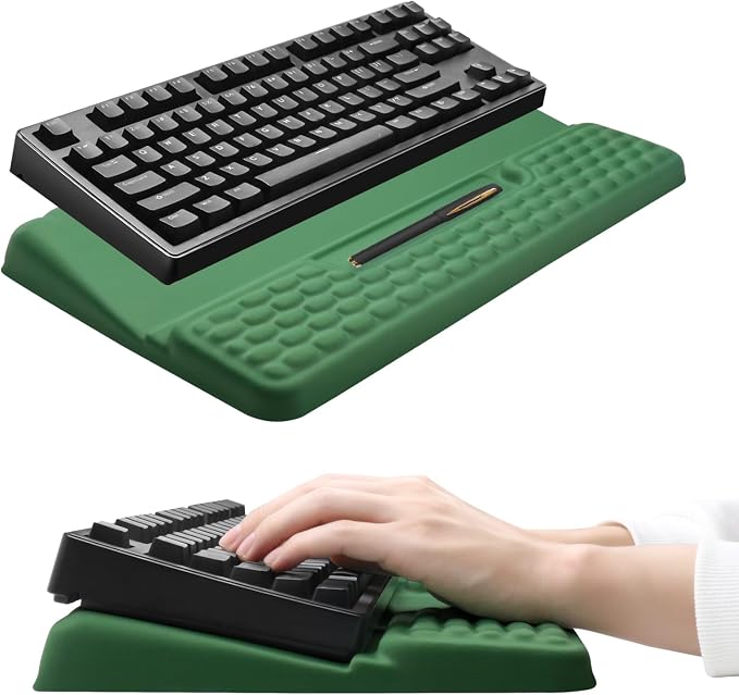 Ergonomic Keyboard Stand with Wrist Rest, Computer Wrist Support Pad | Comfy Tilted Keyboard Riser Holder Wrist Pad for Pain Relief, Soft Memory Foam Desk Cushion for Office Home