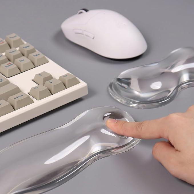 Sumgsn White Gel Wrist Rest Set, Clear Keyboard and Mouse Rest for 60%/75% | Ergonomic Wrist Rest, Relax Your Wrist, for Laptop Computer Office & Home