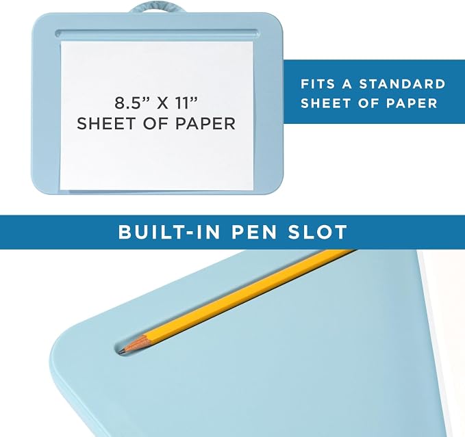 LAPGEAR Compact Lap Desk – Sky Blue, Fits 14" Laptops | Microbead Cushion, Built-In Pencil Slot, Carry Handle, Fits Standard Letter-Size Paper (8.5" × 11")