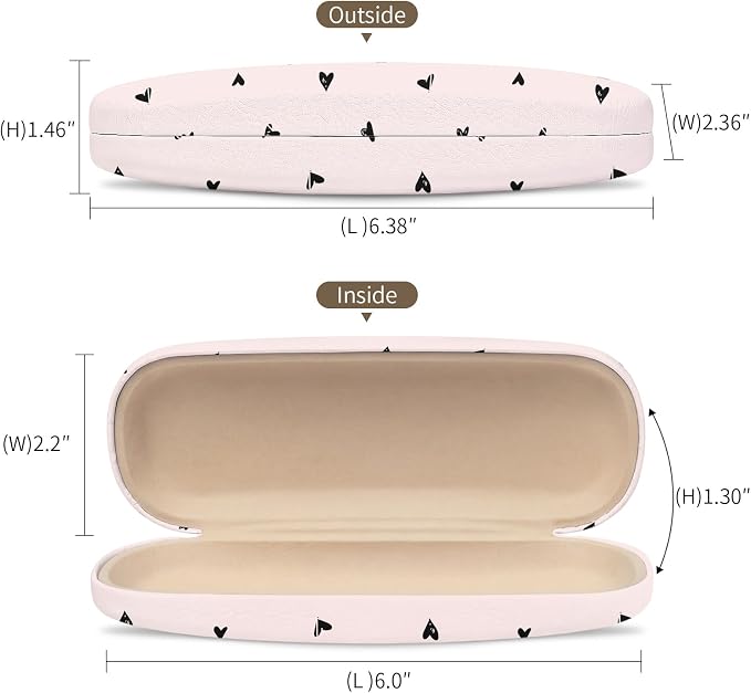 Glasses Case Hard Shell, Cute Sunglasses Case for Women Leather Protective Case for Eyeglass with Cleaning Cloth