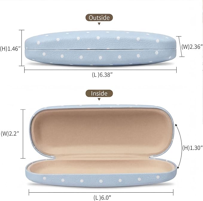 Glasses Case Hard Shell, Cute Sunglasses Case for Women Leather Protective Case for Eyeglass with Cleaning Cloth