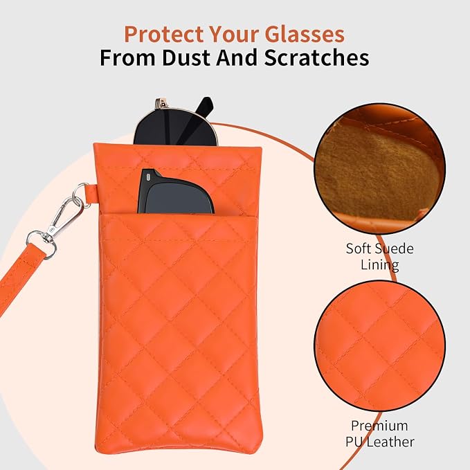 Double Eyeglass Case Soft Dual Glasses Case for Women Men Travel Squeeze Top Sunglasses Cases Eyeglasses Pouch