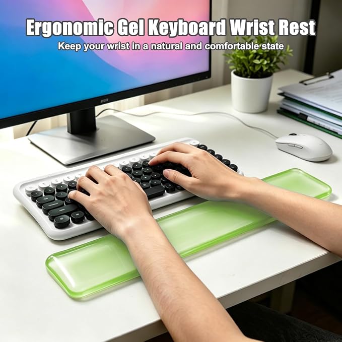 Keyboard Wrist Rest,Gel Wrist Rest for Keyboard-Green Wrist Rest | Jelly Clear Gel Wrist Pad for Easy Typing, Anti-Slip Comfort Keyboard Wrist Pad for Desktop Relieve Pain