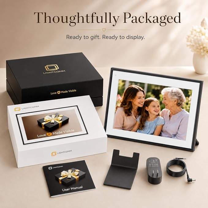 Digital Picture Frame 10.1 Inch WiFi Digital Photo Frame with 64GB Storage, Touchscreen IPS Display, Instant App Sharing, Auto Rotate, for Parents & Family