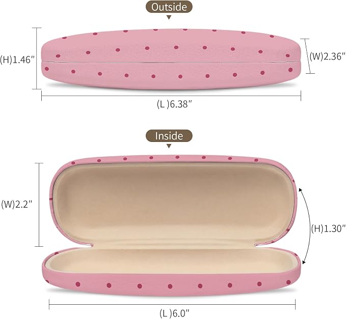 Glasses Case Hard Shell, Cute Sunglasses Case for Women Leather Protective Case for Eyeglass with Cleaning Cloth