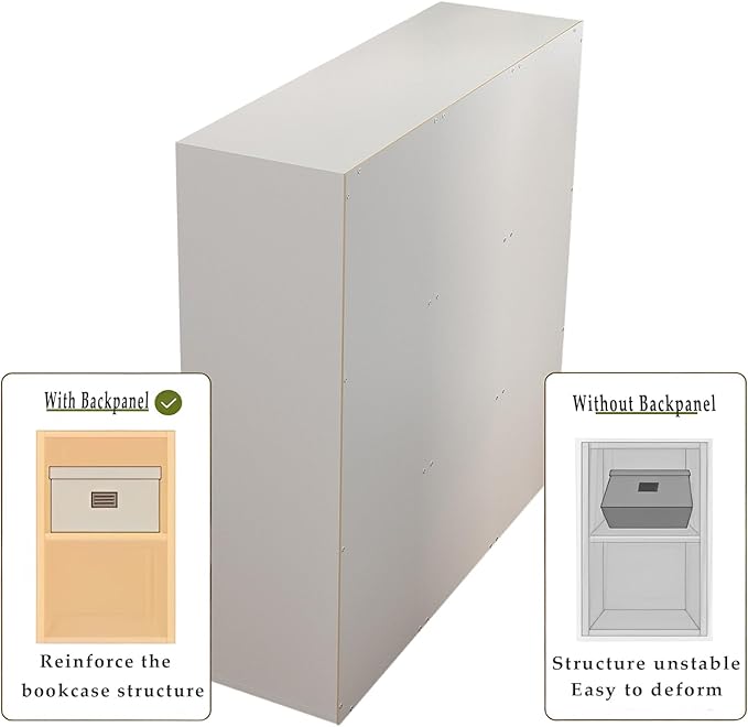 OSCHF 9-Cube Storage Shelf Bookcase - Wooden 3-Tier Floor Standing Open Bookshelf for Home and Office, Display Cabinet, Warm White