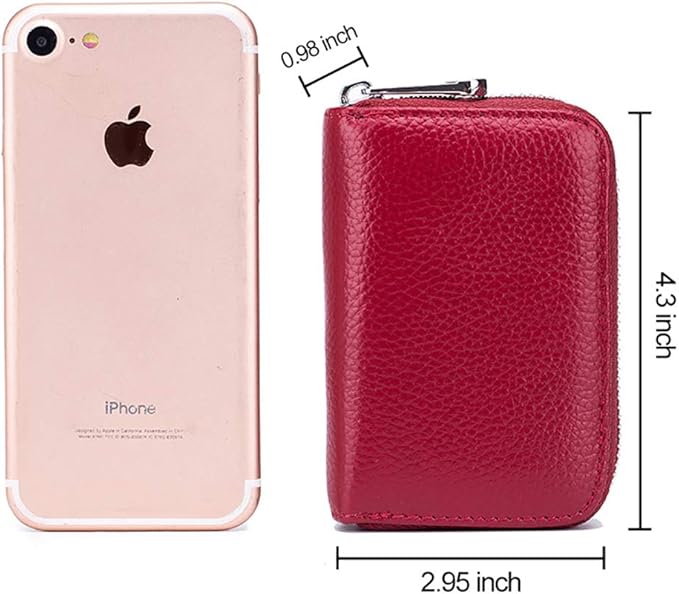 RFID Credit Card Holder Genuine Leather Credit Card Wallet with Zipper | RFID