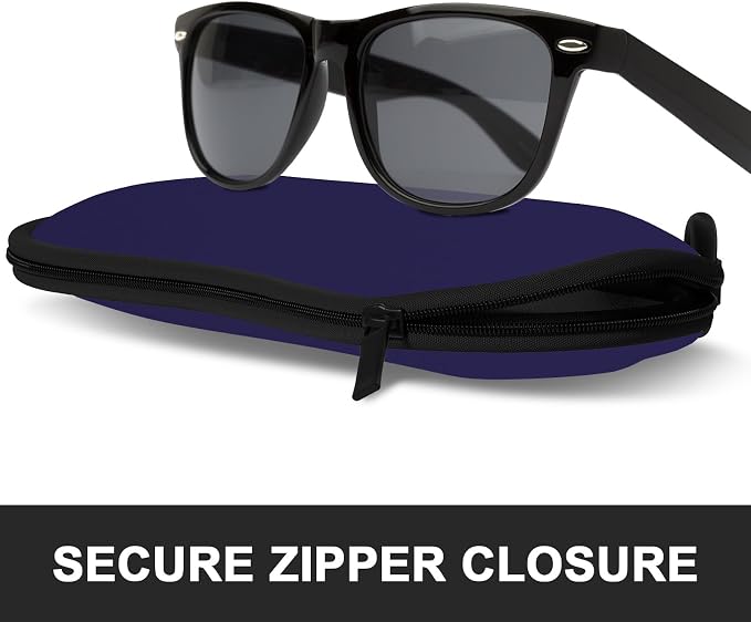 Sunglasses Soft Case, Ultra Light Portable Neoprene Zipper Glasses Case for Men Women