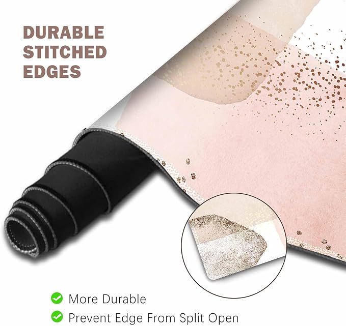 ToLuLu Extended Gaming Mouse Pad, Ergonomic Keyboard Mouse Wrist Rest Set | Large Desk Mat with Stitched Edges, Memory Foam Support Non-Slip Base Mousepad for Home Office Game Study, Gold Art Style