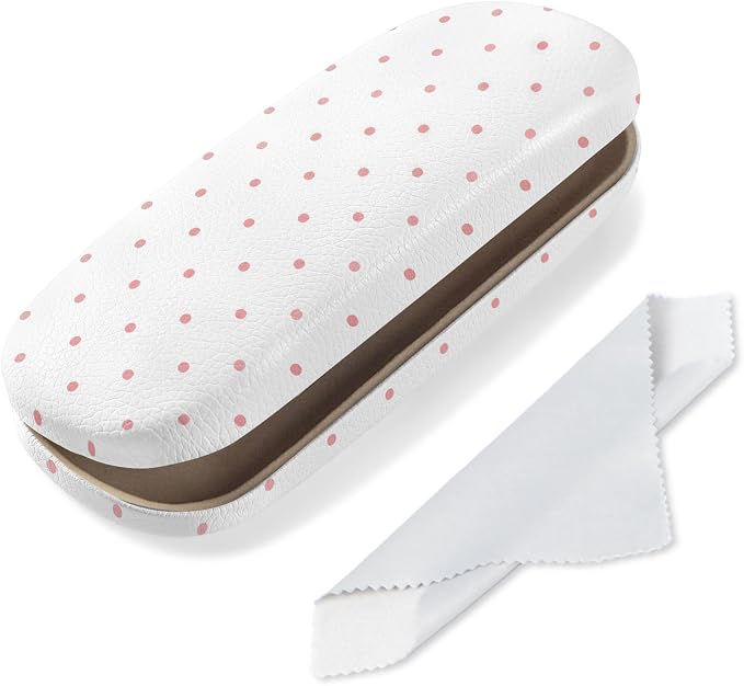 Glasses Case Hard Shell, Cute Sunglasses Case for Women Leather Protective Case for Eyeglass with Cleaning Cloth