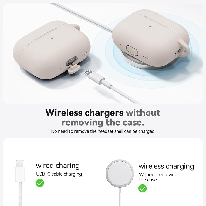 Ljusmicker for AirPods Pro 3 Case 2025 with Cleaner Kit,Stone | Soft Silicone Protective Cover for Apple AirPod Pro 3rd Generation Case with Keychain for Women Men,Shockproof
