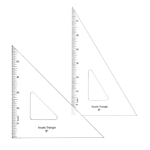 Coopay 2 Pack Triangle Ruler, 30/60 & 45/90, Clear Acrylic, Inking Edge | Drafting Triangle, 8 inch 30/60, 6 inch 45/90 Degree, Technical Drawing Tools, Design, Architect and Engineering, Student