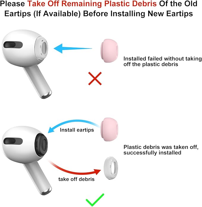 3 Pairs Replacement Ear Tips for AirPods Pro 2nd & 1st(S/M/L, Pink) | with Noise Reduction Hole, Silicone Ear Tips with Cleaning Pen & Portable Storage Box, Fit in the Charging Case