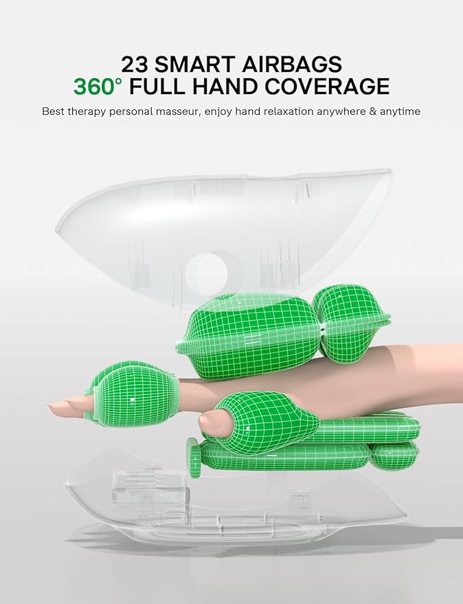 Medisana Hand Massager with Heat and Compression, Cordless Hand Massager for Arthritis and Carpal Tunnel Relief, Knuckle Stretching Massage, Birthday Christmas Gifts for Men Women Dad Mom-Blue