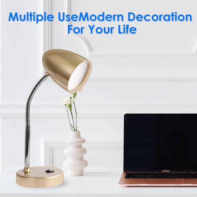 E ENERGETIC LIGHTING LED Desk Lamp, 3.5W 240LM 4000K Cool White Study Lamps for Bedroom and Office, Eye Protection, ETL Listed, Gold Table lamp