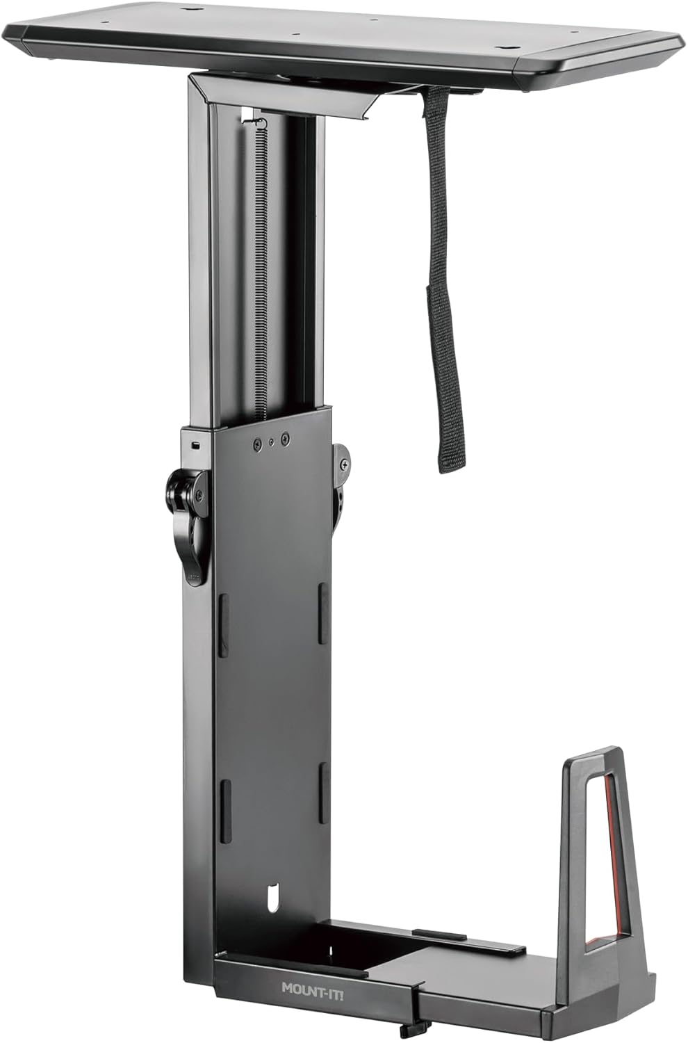 Mount-It! CPU Under Desk Mount Bracket Rack, Adjustable Computer Tower Desk Mount with Sliding Track, 33 lbs Capacity, Black