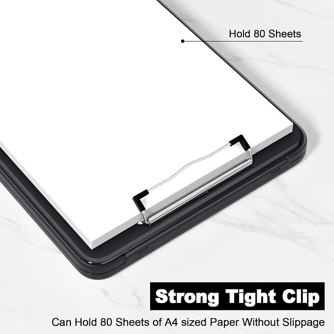Hongri Clipboard with Storage, 8.5 x 11 Clip Board Foldable, Black | Bottom Opening, Size 13.4 x 9.4 X 0.9 in for Nurses, Teacher, Students, Classroom, School & Office Supplies