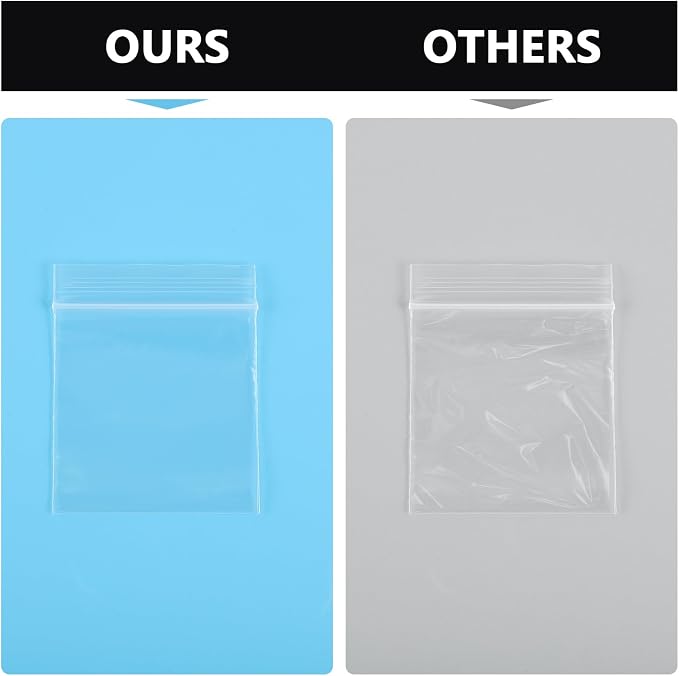 500 PCS 2" x 2" Small Plastic Bags for Jewelry Mini Clear Plastic Poly Bag 2 Mil with Resealable Lock Seal Zipper for Storage Gifts Candy Screws