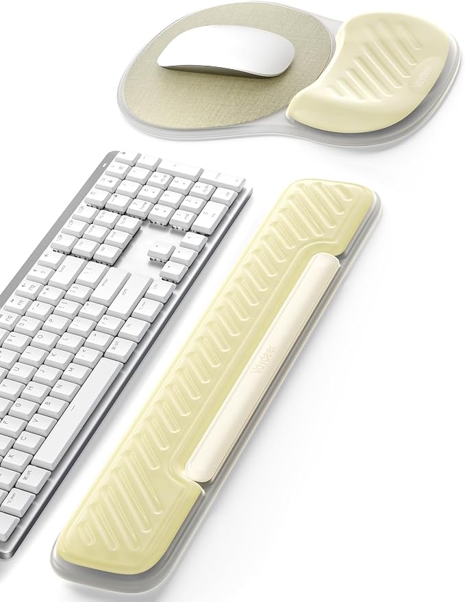 Vaydeer Gel Keyboard Wrist Rest and Mouse Pad with Wrist Rest Set, Ergonomic Wrist Support for Desk, Computer Wrist Pad for Home Office Gaming Remote Work Carpal Tunnel Pain Relief-Champagne