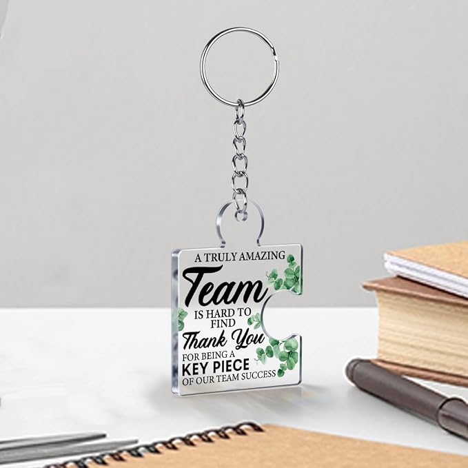 Team Appreciation Gifts Bulk Thank You Keychains for Coworkers | Gift Set for Employee, Staff, Teachers, Teamwork Puzzle Piece Keyring, Acrylic