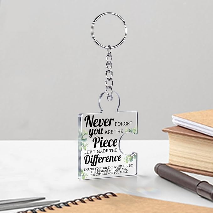 Team Appreciation Gifts Bulk Thank You Keychains for Coworkers | Gift Set for Employee, Staff, Teachers, Teamwork Puzzle Piece Keyring, Acrylic