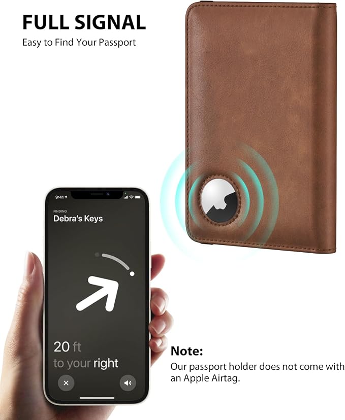 Stouchi AirTag Passport Holder – Slim RFID Travel Wallet | Ultra-slim, Waterproof PU Leather, 5 Card Slots, RFID Blocking, AirTag Slot – Perfect for US Passports