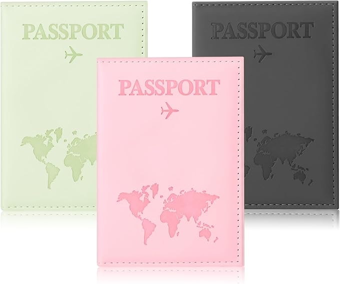 3Pcs Passport Holder for Travel, Family Passport Cover | Pink, Black, and Green, Passport Book Holder for Credit Card, Cash, Air Ticket