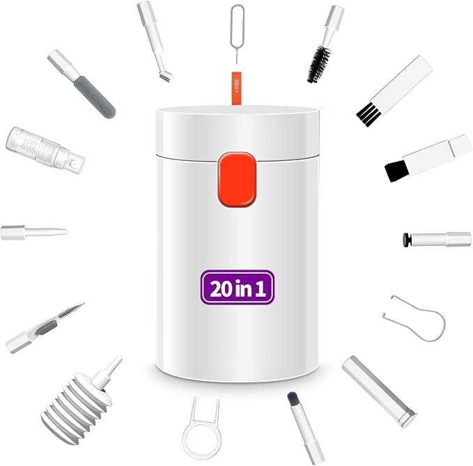 20-in-1 Cleaning Kit for Airpod Earbud Laptop Keyboard, Electronic Penlar Cleaning Kit Compatible with Computer PC Cell Phone, Charging Port